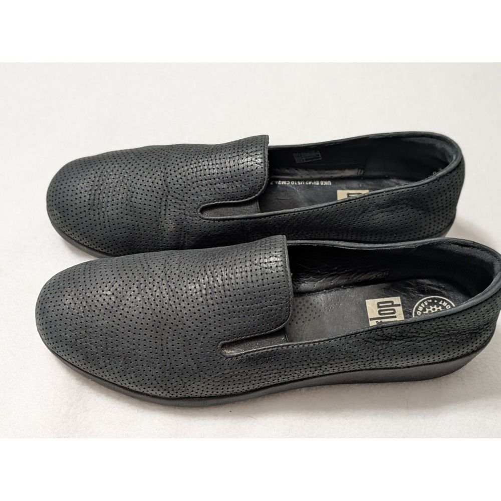 Fitflop Superskate Comfort Shoes Loafers Slip On Black Print Womens Sz 10